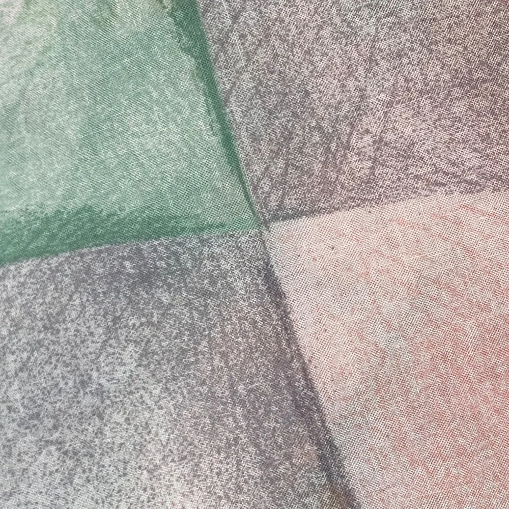 CACHAREL for Anais Anais Cotton Scarf Italy 44” x 60” Green Pink Gray